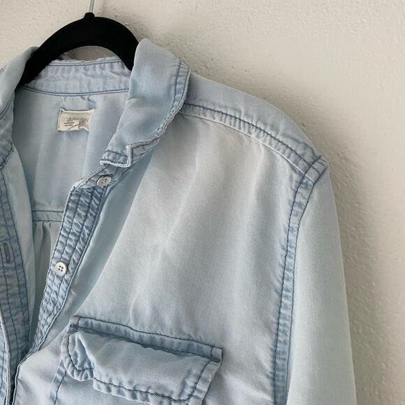 Caslon Lyocell Button Up Top Blue Size Small - Picture 6 of 7